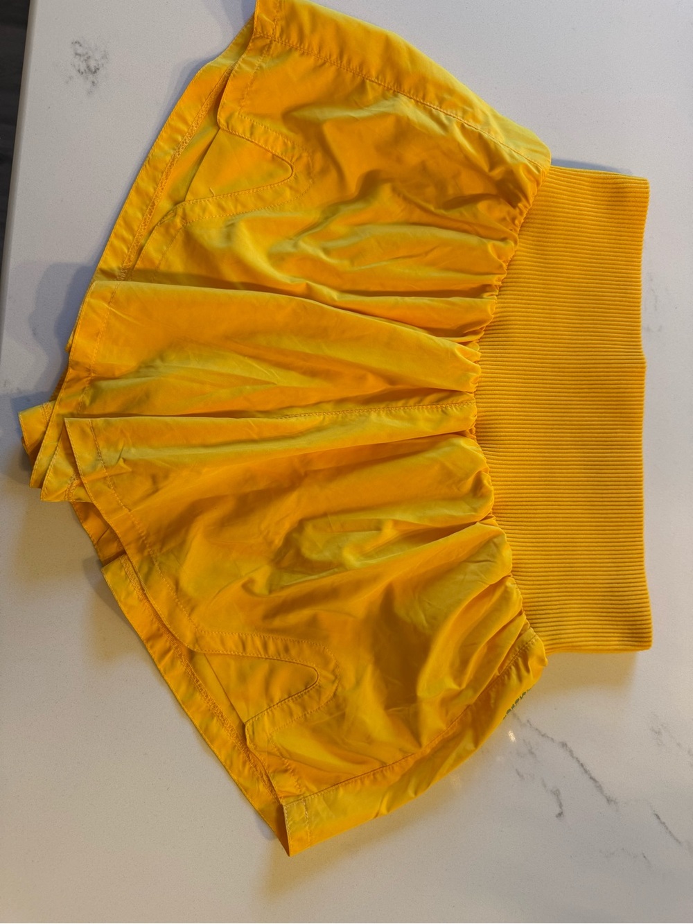 Free People Bright Yellow High-Rise Ribbed Waist Athletic Shorts